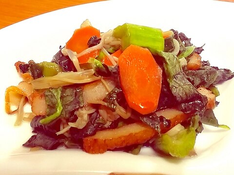 めんつゆで味付け☆高菜とさつま揚げの炒めもの♪